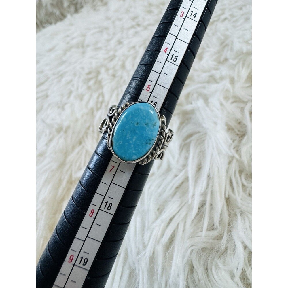 Vintage Navajo Sterling Silver Turquoise Ring Sz 6 Signed T Benally 925